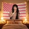 Kpop Poster W-Wonhee Pink American Flags Tapestry Headboard Aesthetic Indoor Wall Hanging Decor Kpop Fans Gifts Concert Banners