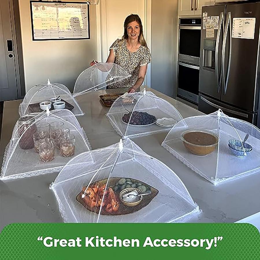 6 Pcs Large Food Cover,mesh Food Tent,17 Inch Pop Up Umbrella Screen Tent,camping,picnic,party,barbecue,foldable and Reusable