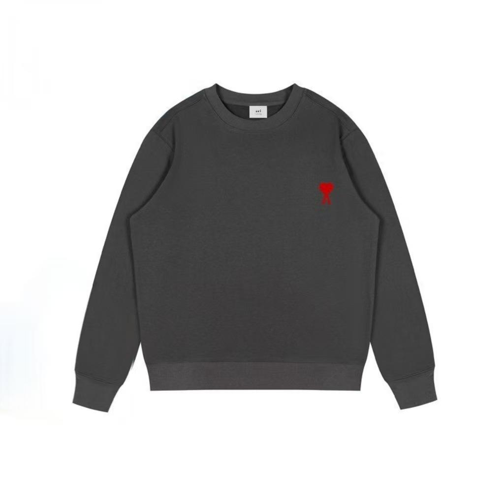 Men's Casual Heart Embroidery Hoodie - Trendy, Loose-Fit Round Neck Couples Top