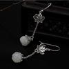 Original Natural Hetian White Jade Lotus Long Earrings Chinese Retro Light Luxury Charm Women'S   Jewelry