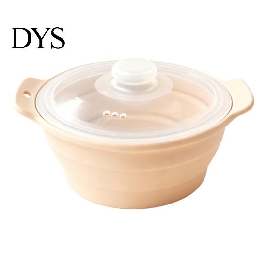 High Temperature Safe Kitchen Tool Foldable Silicone Microwave Steamer, Collapsible Steamer Bowl, Splash Proof Steaming Lid Heat-Resistant Food-Grade