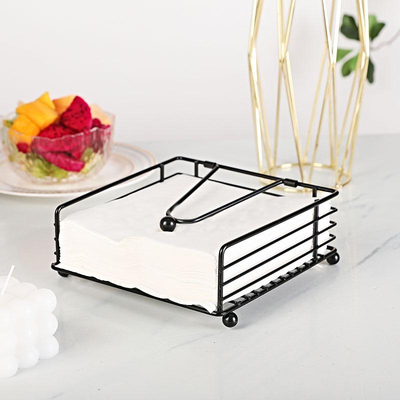 Metal Napkin Holder Square Flat Tissue Organizer Desktop Paper Dispenser Napkin Rack for Restaurants Cocktail Cookouts Bar Decor
