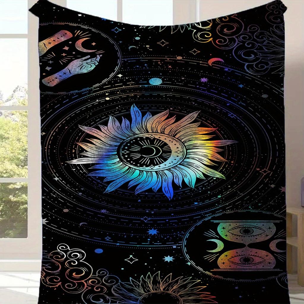 1pc Astrology Printed Blanket, Contemporary Style Blanket, Soft And Comfortable Blanket, Travel Sofa Bed, Office Home Decor
