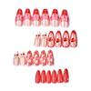 24 pieces of almond cat's eye wearing nail exquisite red cherry bow handmade point diamond nail art