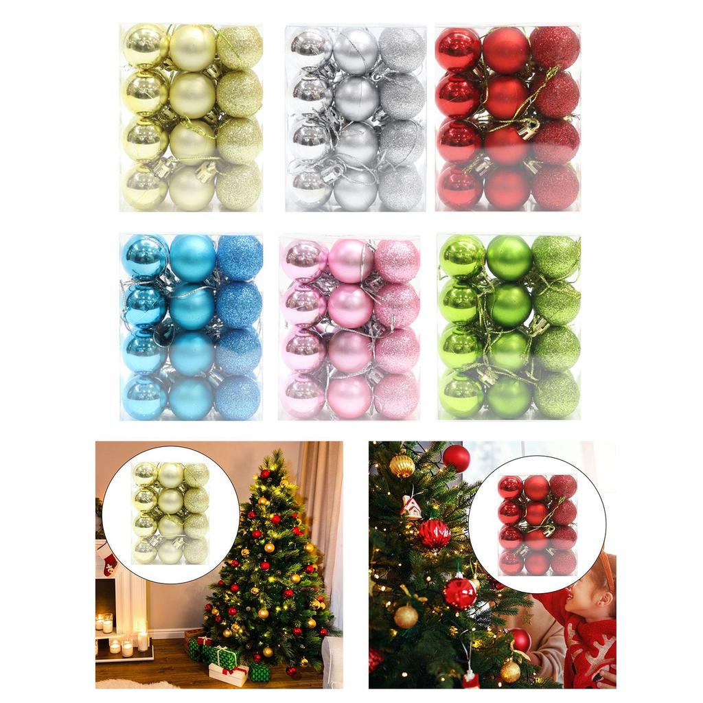 24 Pieces Christmas Balls Ornaments Christmas Tree Decoration Balls for Wreath Garland Holiday Anniversary Yard Celebration