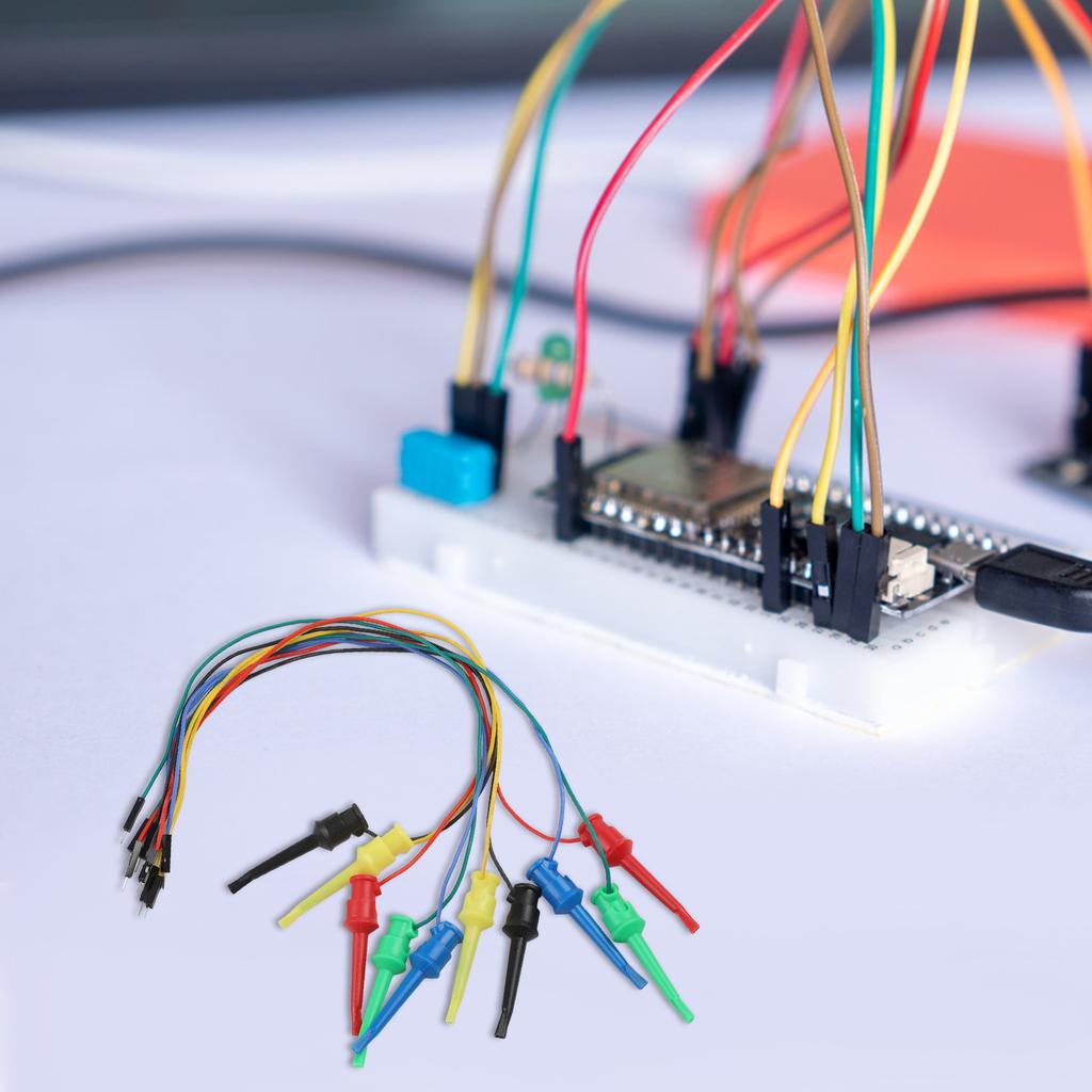 Soft Silicone Electrical Leads Set Multimeter Connector Copper Alloy Clips Test Hook Clips Breadboard Connection