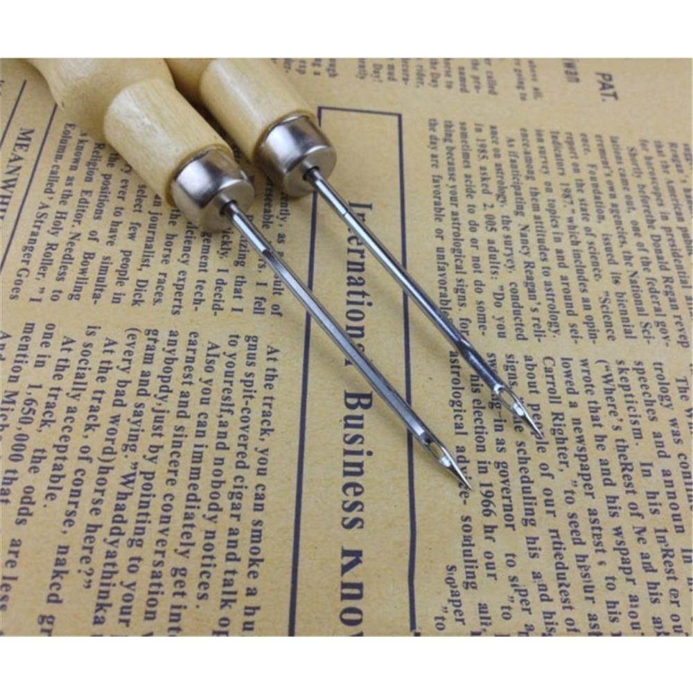 3PCS/SET Wooden Handle Sewing Awl Hand Stitcher Leathe Punch Tool DIY Shoe Repair Hook Tool Leather Accessories