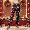 Women's Casual Christmas Print Sweatpants with Elastic Waist and Tapered Cuff Joggers