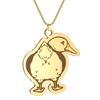 Kinitial Stainless Steel Necklaces Fluffy Duck Butt Looking Behind Animal Pendants Chains Choker Necklace For Women Jewelry