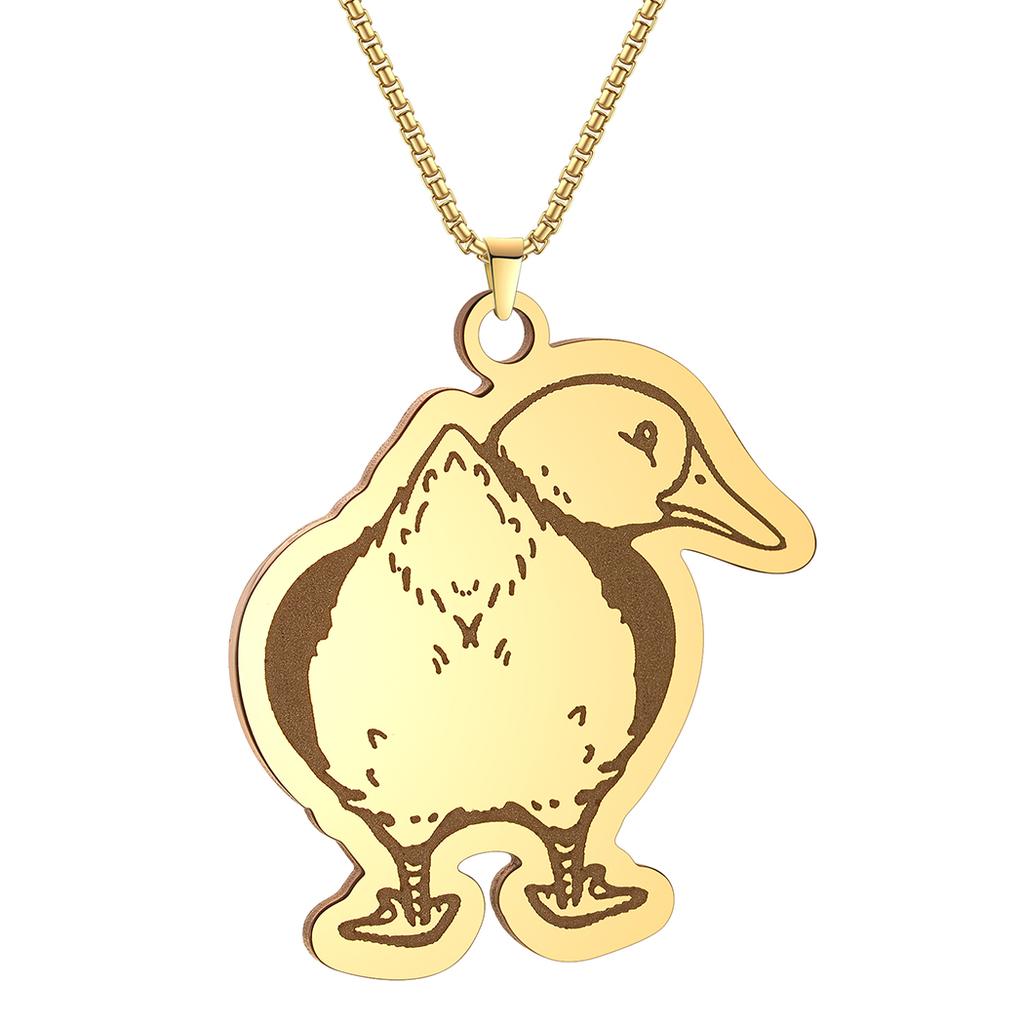 Kinitial Stainless Steel Necklaces Fluffy Duck Butt Looking Behind Animal Pendants Chains Choker Necklace For Women Jewelry