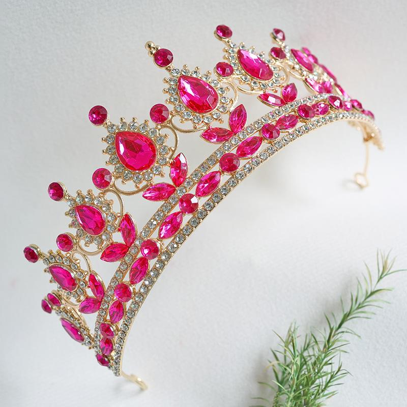 Korona Panny Młodej Barokowa Woda Diament Nakrycie Głowy Księżniczka Kryształowa Okrągła Korona Suknia Ślubna Dodatek do Włosów Sukienka Opaska do Włosów Diament