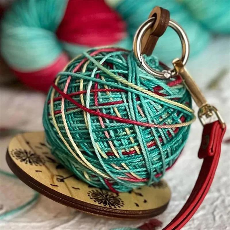 1pc Portable Wooden Yarn Holder with Wrist Charm for Outdoor Use Foldable Yarn Holder Easy Storage DIY Knitting Crochet Tool