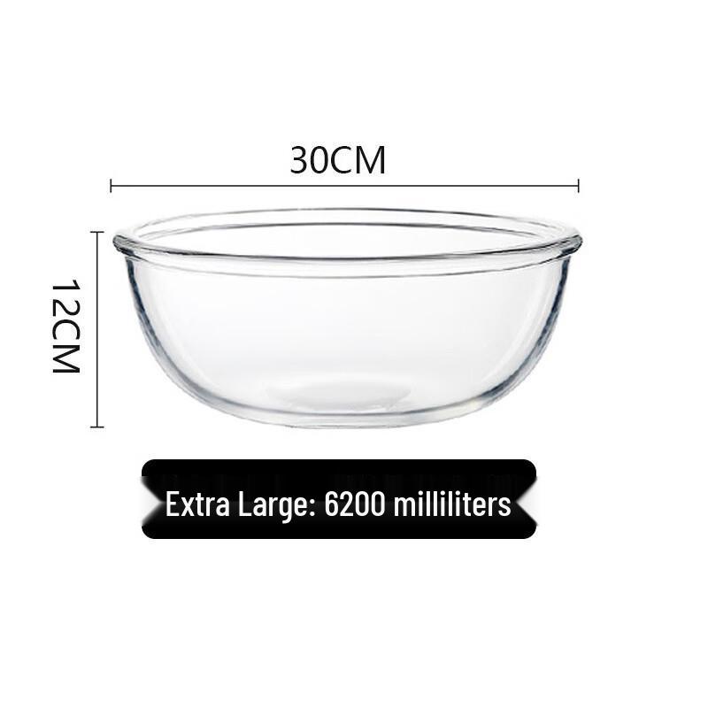 Transparent Thickened Glass Salad & Mixing Bowl 6200ML x 2