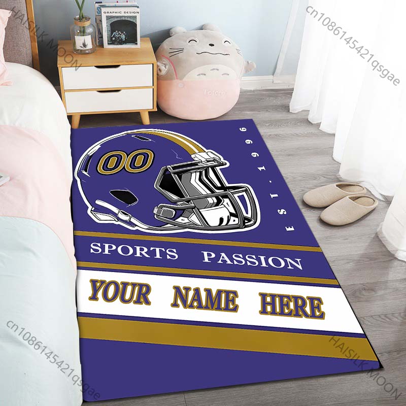 Rugby Team Print Personalisierter Benutzerdefinierter Name Teppich für Wohnzimmer Schlafzimmer Heimdekor Rutschfeste Bodenmatte Moderner Teppich Waschbare Teppiche