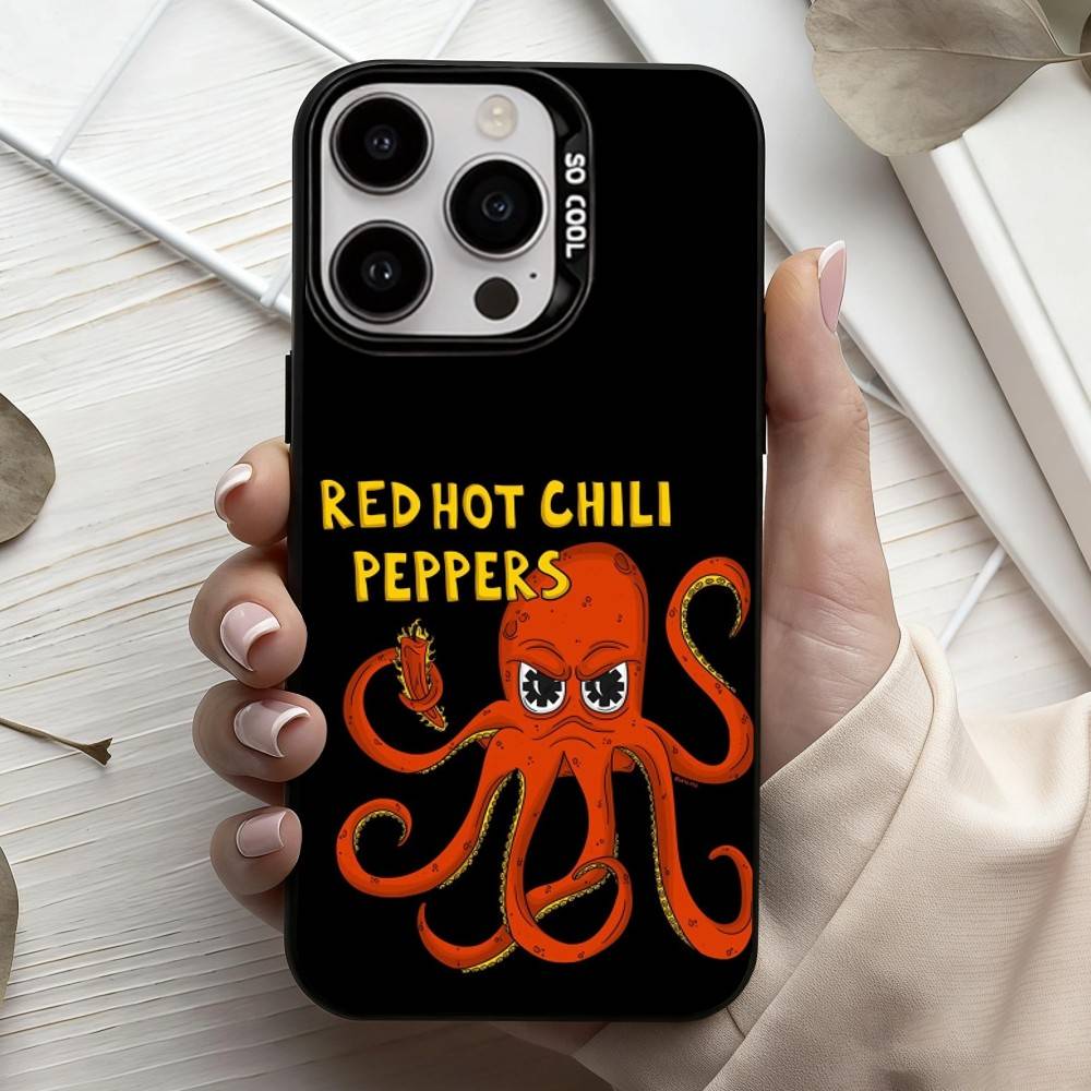 Unforgettable Red Hot Chili P-Peppers Bnd Phone Case For iPhone17,16,15,14,13,12,11 Plus,Pro Max Black Candy Silver Plated Cover