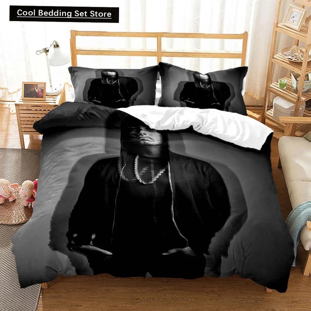 3D-print Hip Hop Eminem Sängkläder Dubbel Tvilling Kung Påslakan Täcke Örngott Pojkar Flickor Vuxna Sovrum