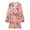 2025 Women's Floral Print V-Neck Ruffle Layered Long-Sleeve Dress