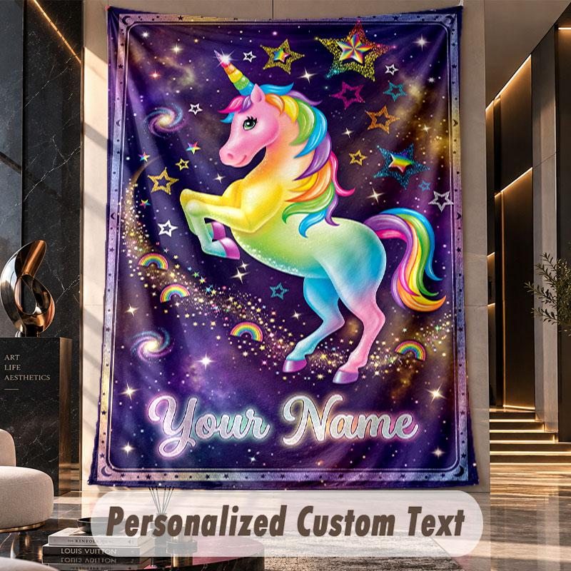 Unicorn (275) Theme Custom Tapestry Personalized Custom Name Text Wall Hanging Tapestry Home Decor Background Cloth