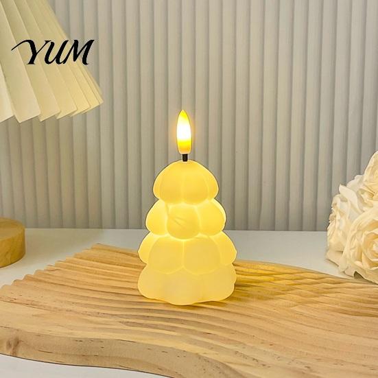 Christmas Party Table Centerpieces Tree Shaped Flameless LED Candles, Battery Operated Flickering Candle Themed Accent Lighting Light, Holiday Desktop