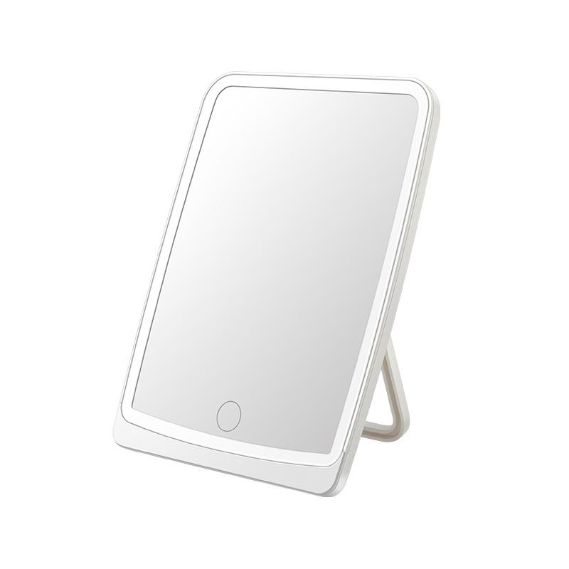 LED Dimmable Makeup Mirror Portable Foldable 3 Color Light Stepless USB Charging Beauty Fashion Cosmetic Mirror белый