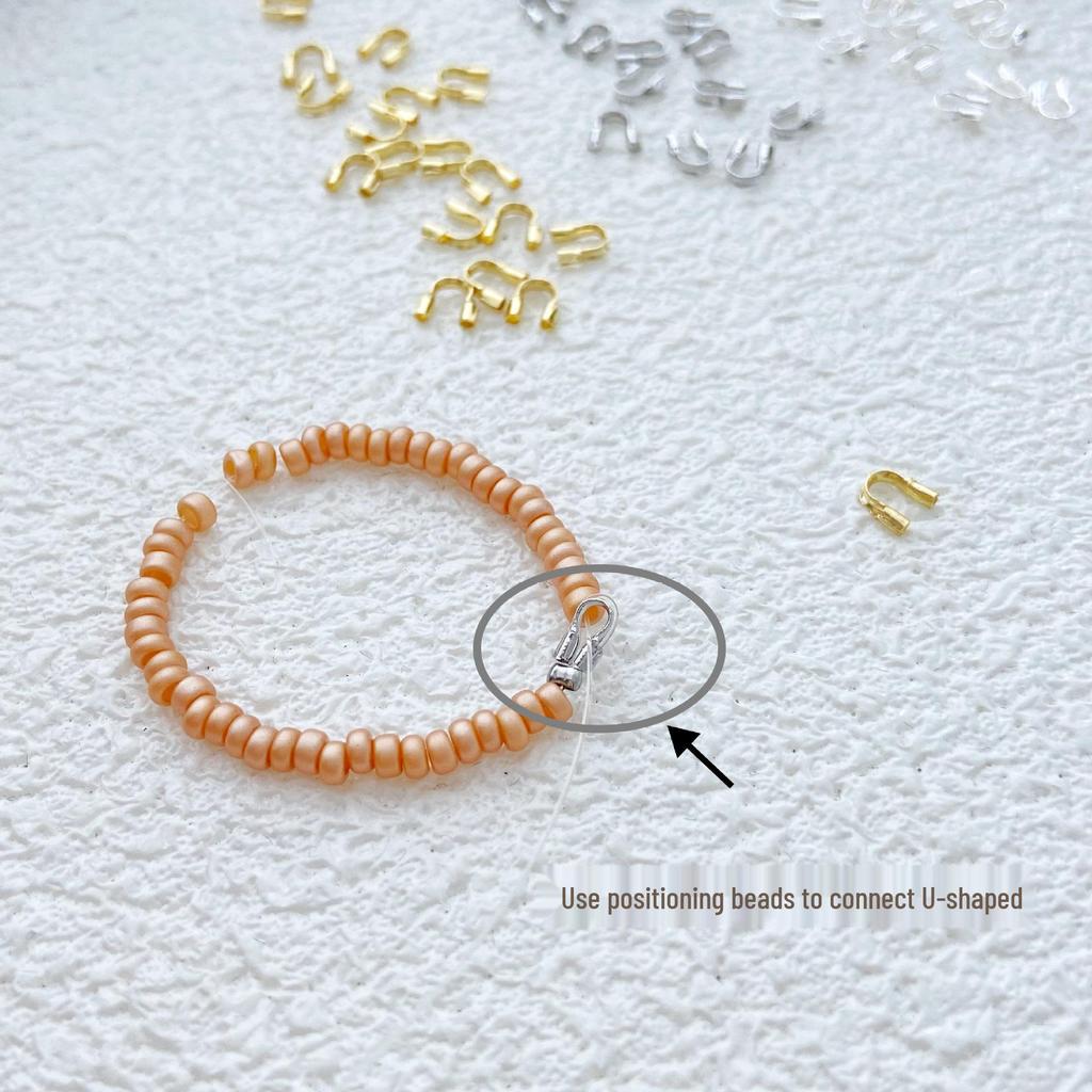 18k Gold-Filled U-Shaped Horseshoe Buckle End Caps for Steel Wire Beading, Handmade DIY Jewelry Accessories