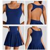 Ausgeschnittenes Damen-Tenniskleid Ärmellos Badmintonröcke Trainings-Stramplerkleid Badminton Sport