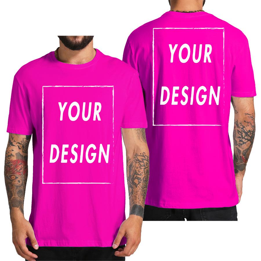Camiseta Personalizada para Homens Design Eu Amo Seu Próprio Logo Texto Foto Grátis Ambos os Lados Tamanho UE Algodão Camiseta Personalizada