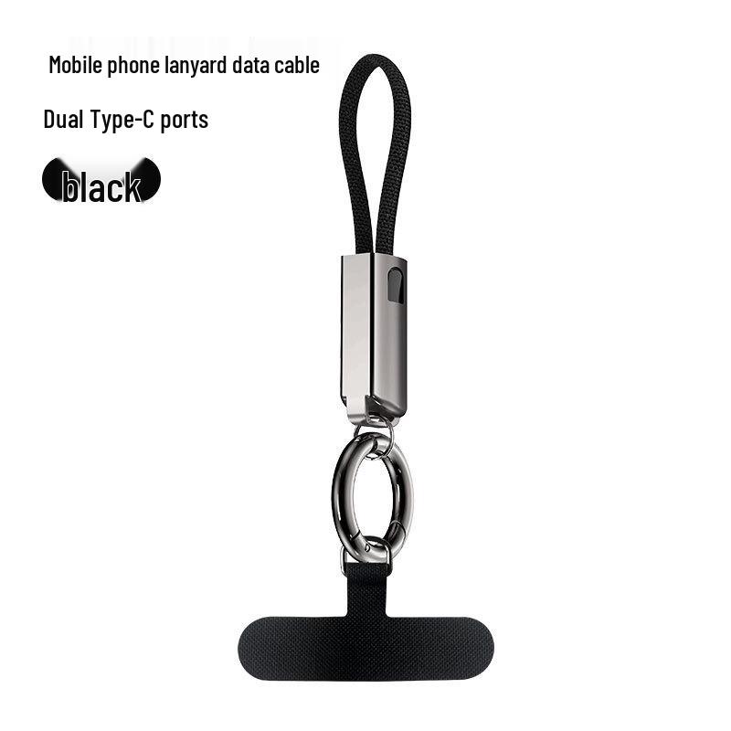 Zinc Alloy PD60W Fast Charging Data Cable Keychain for Apple iPhone/Huawei with Portable Lanyard