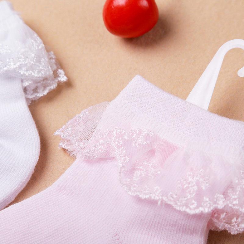 Calcetines cortos de algodón con diseño de encaje de princesa para niña pequeña, otoño y verano