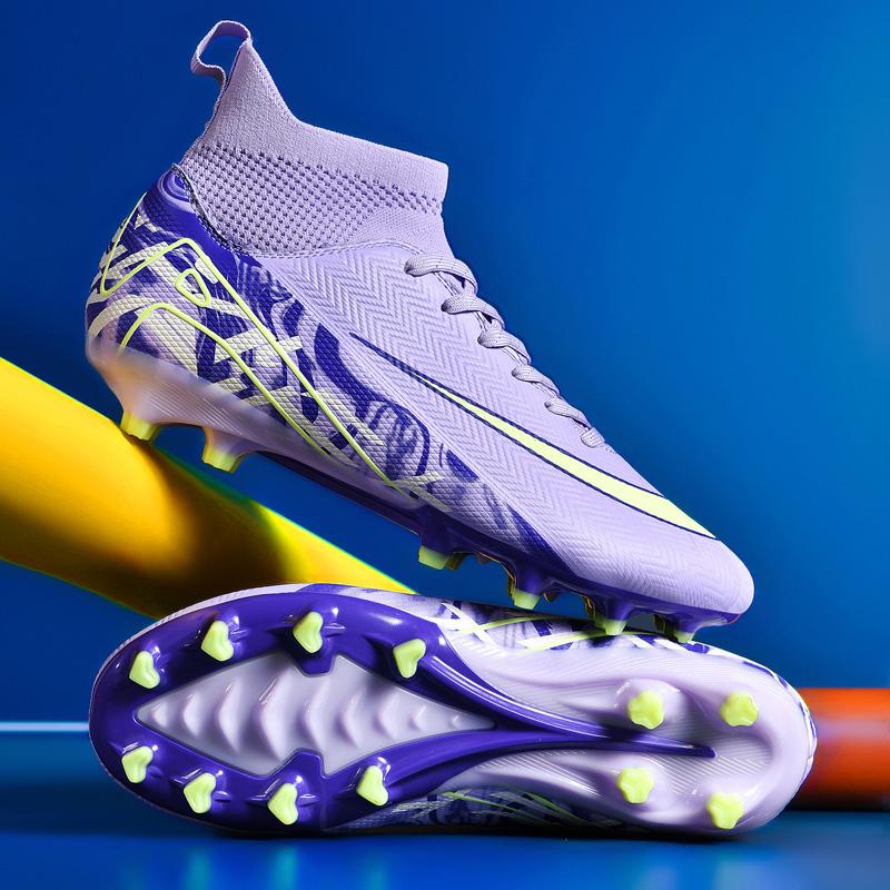 Mens Football Shoes TF/FG High Top Lightweight Grass Training Football Boots Professional Competition Soccer Shoes for Man