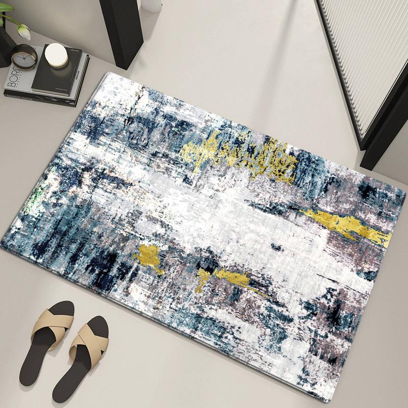 Moderner, minimalistischer, abstrakter Badezimmerteppich mit weicher Flanelloberfläche, maschinenwaschbar, rutschfester Teppich für die Eingangsmatte im Toilettenwaschraum
