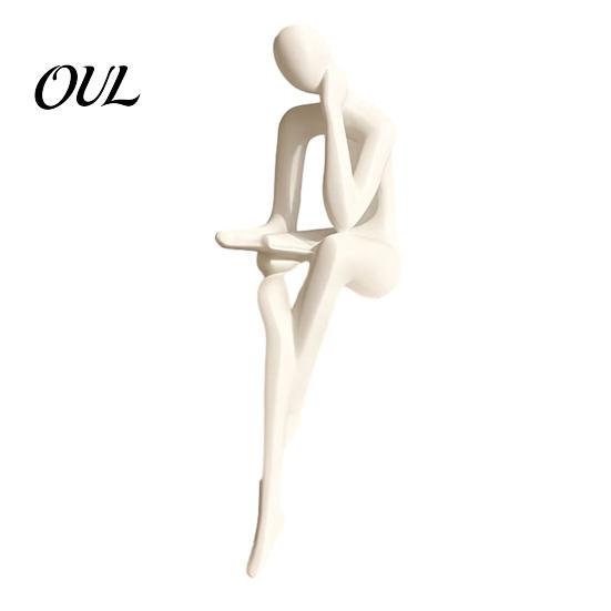 Abstract Line Art Sculpture 3D Printed Thinker Figurines Ornaments, Minimalist Sculptures for Home Office Bookcase Decor, Nordic Style Literary Gifts