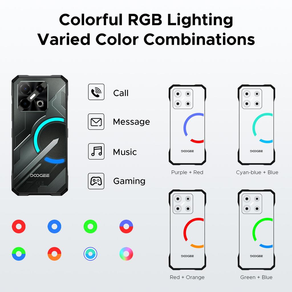 DOOGEE Blade GT Play Rugged Smartphone 5G, LED Light Effect, 20GB+256GB/2TB Rugged Phone, 6.72”FHD+ 120Hz, 50MP, Side Fingerprint, Face ID, OTG/NFC