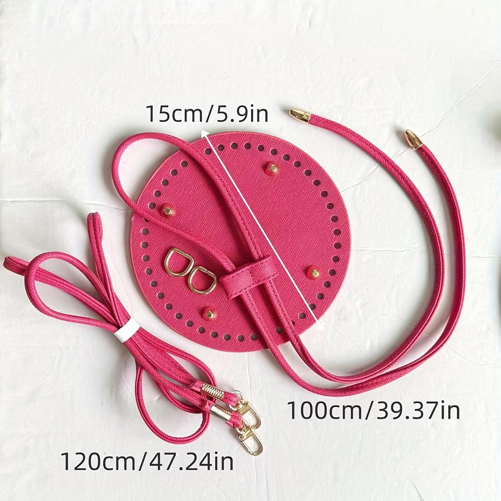 3Pcs DIY crochet dumpling bag accessory set - adjustable shoulder strap, zipper, and durable faux leather base