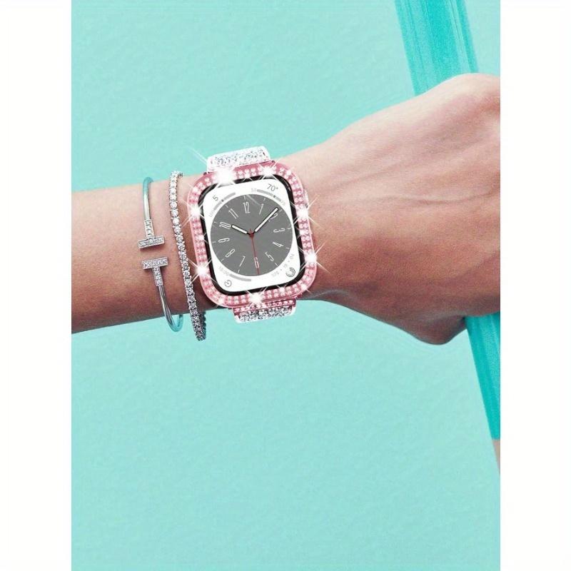 1 Stück Bling Glitzer Strass Dekoratives Hohl-Schutzgehäuse Kompatibel Mit Apple Watch 38/40/41/42/44/45/46/49mm, Kompatibel Mit Serie