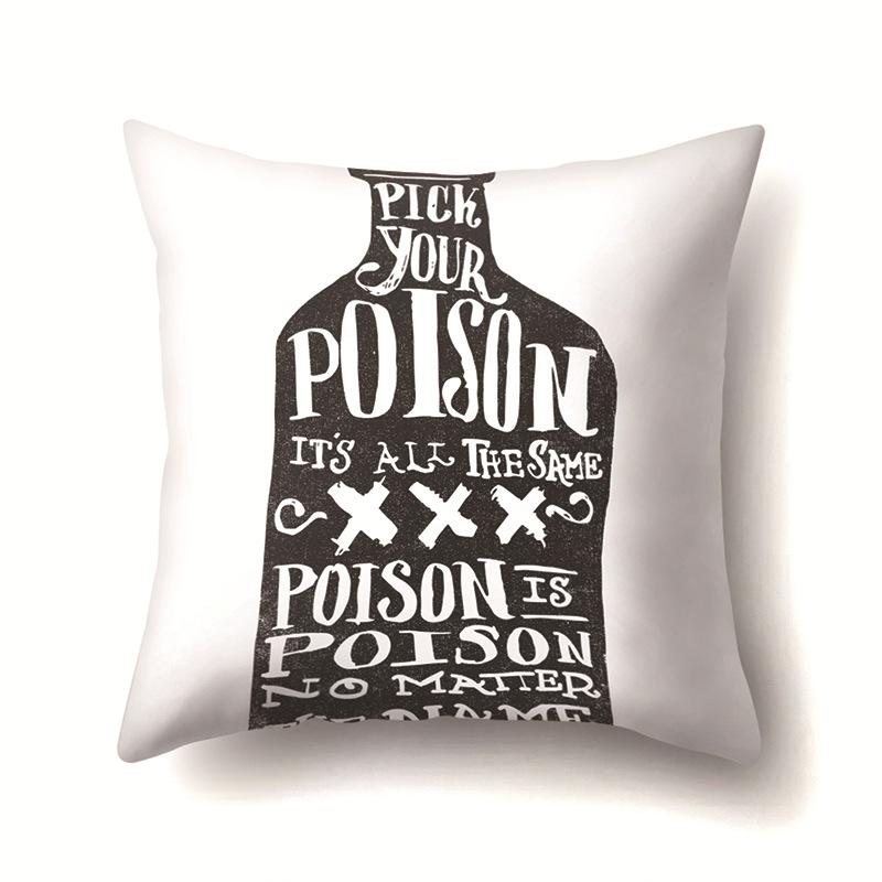 Nordic Style Ins Illustration Graffiti Polyester Pillowcase Car Decoration Home Printed Waist Rest Pillowcase