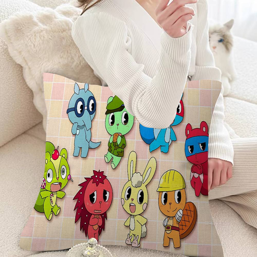 H-Happy Tree Friends Cushion Cover Polyester Sofa Cushions Decorative Throw Pillows Home Decoration Pillowcover