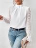 Women's Autumn/Winter Half-High Collar Chiffon Top with Patchwork Wave Pattern