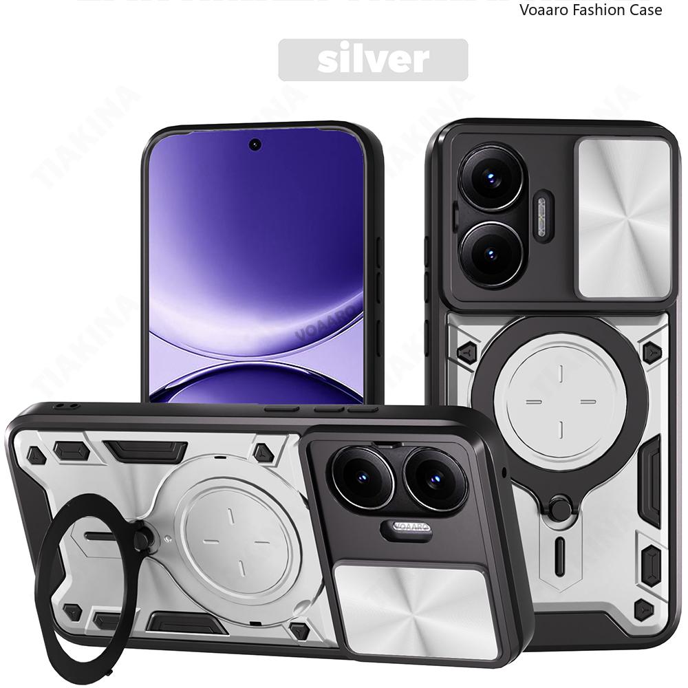 

Slide Lens Camera Armor Funda for POCO F7 5G Case for Xiaomi Redmi Turbo 4 Pro 5G Case Magnetic Ring Kickstand Holder Cover for POCO F7 серебряный