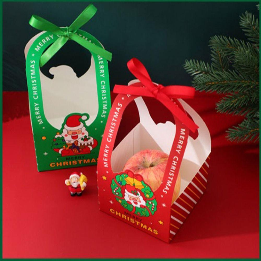 5PCS Handheld Gift Box Santa Claus Cookie Food Packaging  Christmas Party Decoration