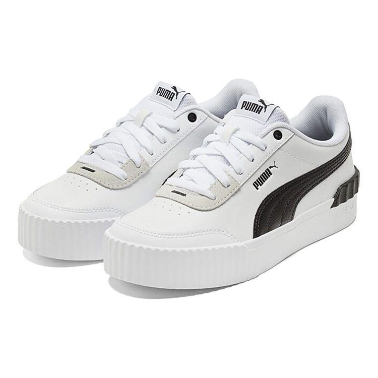 Puma Carina Lift Two-Layer Leather Casual Comfortable Low-Top Sneakers Women sneakers Black White Gray 373031-16