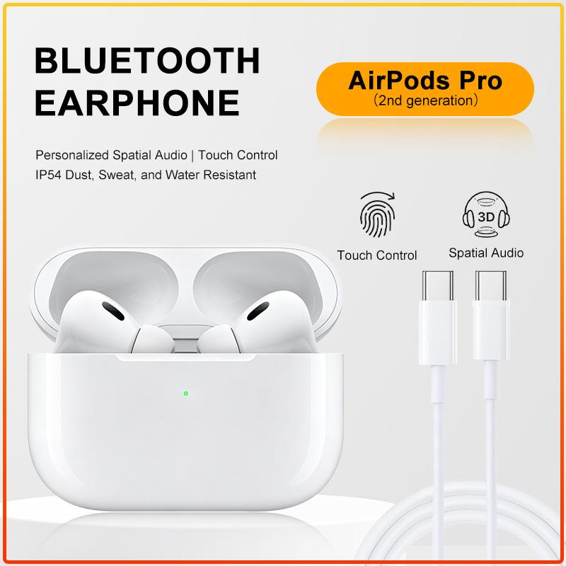Authentische Apple AirPods Pro 2 Bluetooth-Kopfhörer Eingebautes Mikrofon Sport Wasserdicht Stereo-Sound In-Ear Noise Cancelling Ohrhörer
