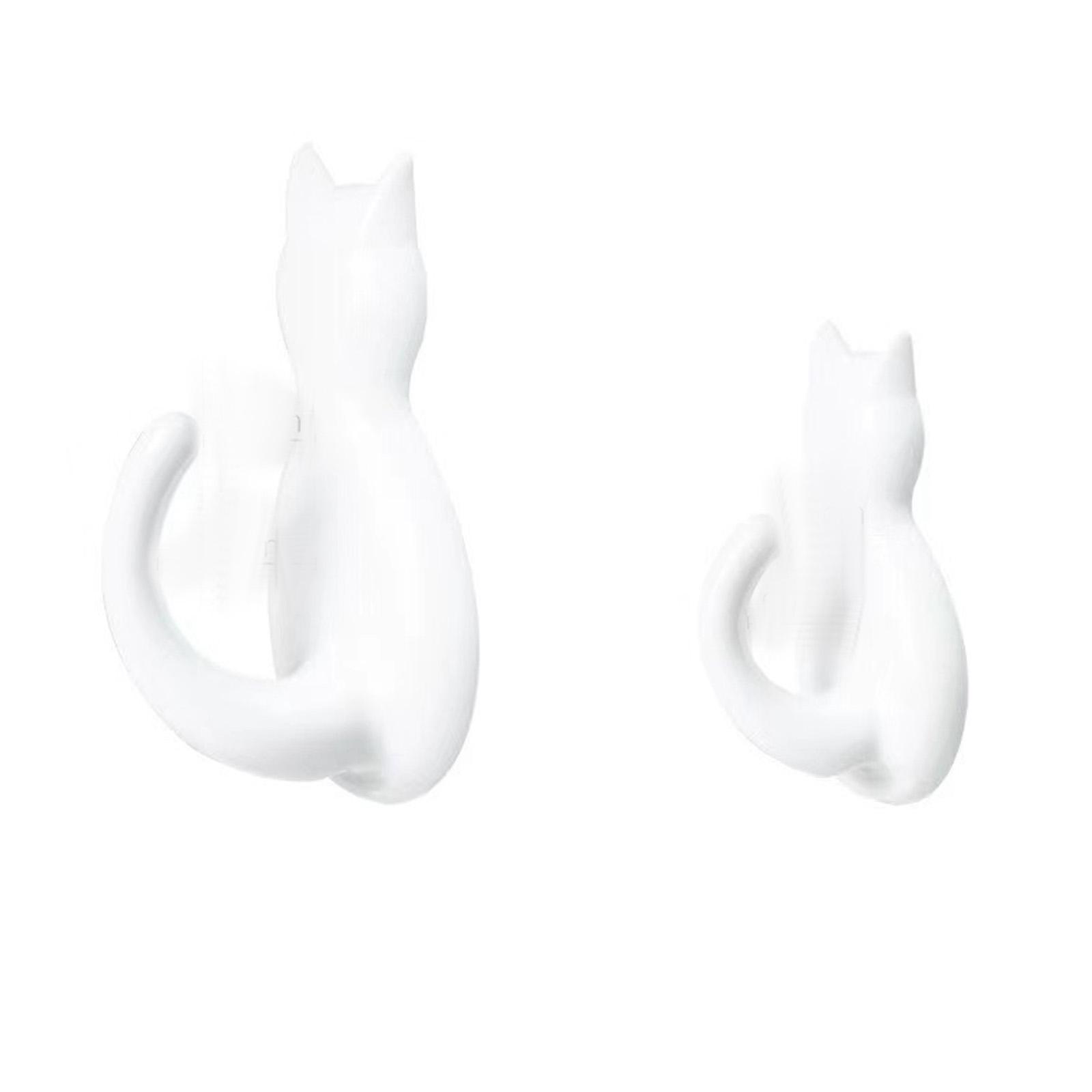 

Крючки в форме кошек Сильный клейкий Настенный органайзер из пластика Вешалка для двери Держатель для ключей Декоративное решение для экономии места белый