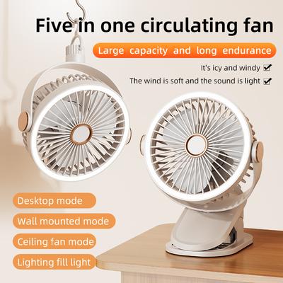 Portable Clip Fan Desktop Fan Ceiling Fan Rechargeable Air Circulating Fan Outdoor Fan Night Light Fan Camping Fan