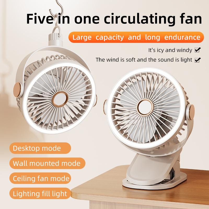 Portable Clip Fan Desktop Fan Ceiling Fan Rechargeable Air Circulating Fan Outdoor Fan Night Light Fan Camping Fan
