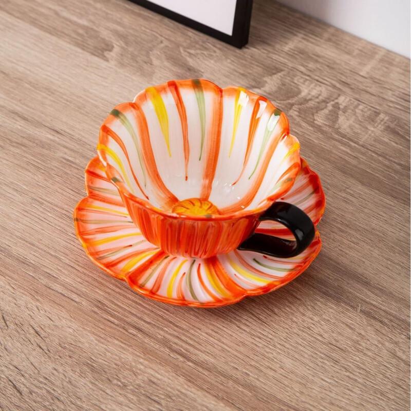 

Shangqi Hand-Painted Floral Ceramic Coffee Cup Set