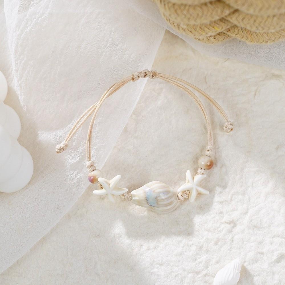 Woven Conch Shell Bracelets Starfish Wrap Charm Hand Chain New Beaded Bangles  Beach