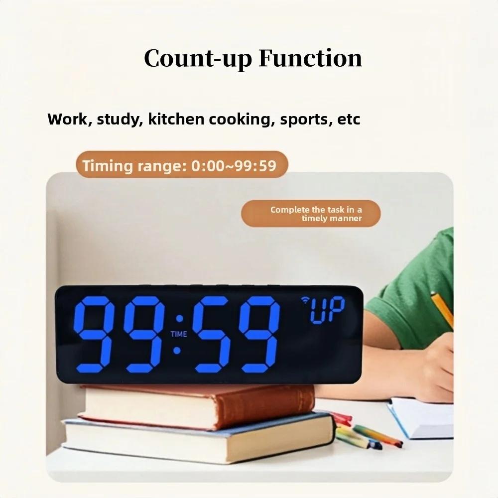 36*11.5*2.3cm Large RGB Digital Wall Clock TEMP Humidity Date Week Count-up Countdown 12/24H Bluetooth Time Synchronization LED Clock