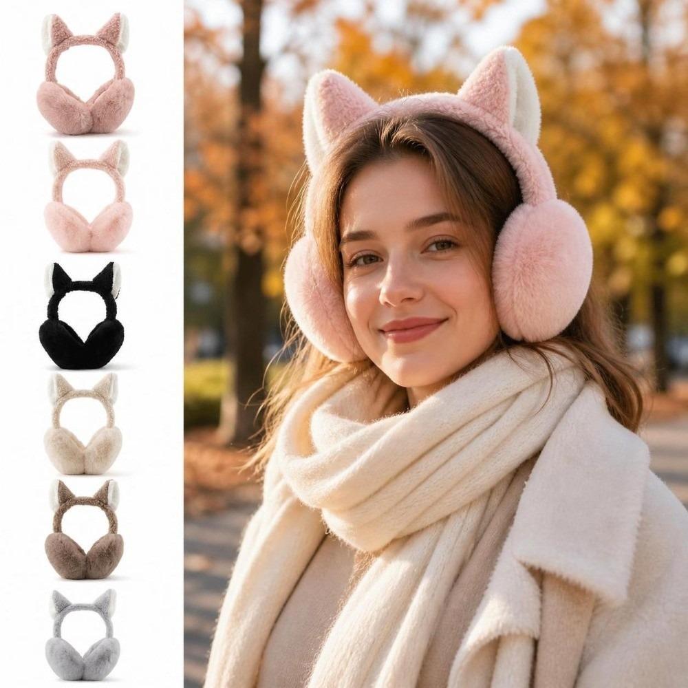 Windproof Cat Ear Earmuffs Soft Plush Winter Ear Warmers  Outdoor Cycling Accessories