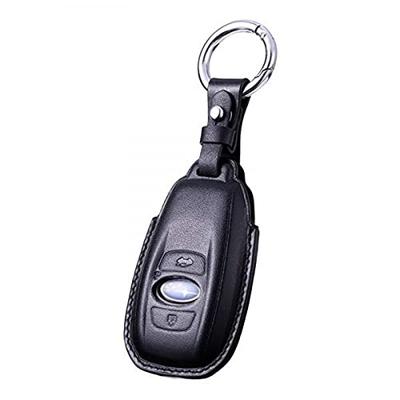 Genuine Leather Key Case Cover for Subaru Levorg, Legacy, Forester, XV, and BRZ (Black)